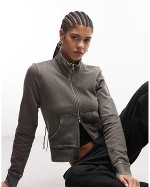 Weekday Sudadera De Corte Slim Entallado Con Capucha Y Cremallera De - Gris