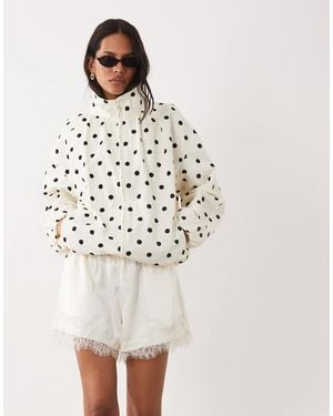 ASOS Oversized Bubble Hem Track Jacket - White