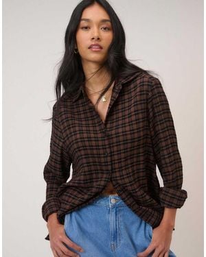 Nobody's Child And Check Shirt - Brown