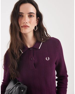 Fred Perry Strukturiertes strickhemd mit kragen - Lila