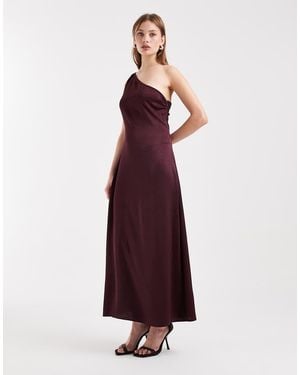 Vero Moda One Shoulder Satin Maxi Dress - Purple