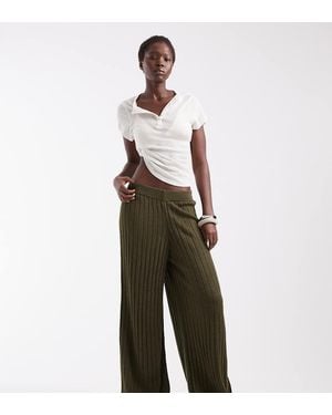 ONLY Pantalones De Punto De Pernera Ancha En Verde Oscuro