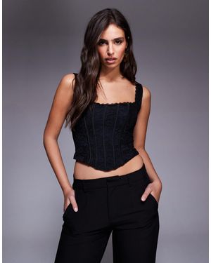 Oh Polly Lace Up Back Corset Top - Black