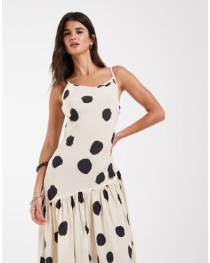ASOS Jurk Met Stippen, Asymmetrische Verlaagde Taille, Maxi - Meerkleurig