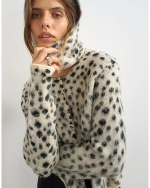 TOPSHOP Knitted Scarf Cardigan With Wool Look - Gray