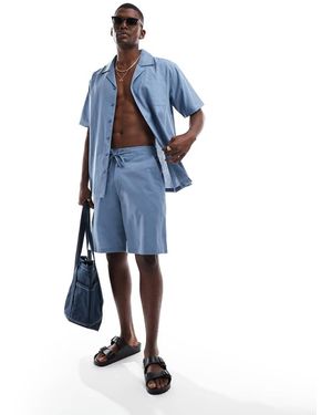 Sol Beach Strandshort Van Linnenmix - Blauw