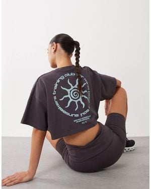 4505 Heavyweight Cotton Cropped T-shirt With Back Print - Gray