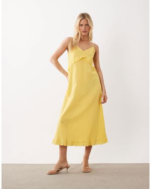 Vila Frill Trim Cotton Cami Maxi Dress - Yellow