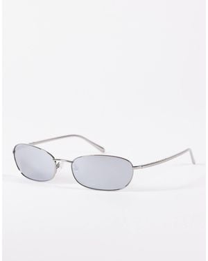 A.Kjærbede Jack Slim Oval Metal Frame Sunglasses - White