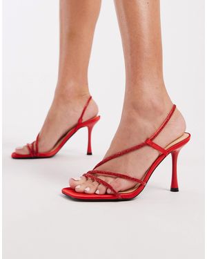 New Look Asymmetric Embellished Heeled Sandals - Pink