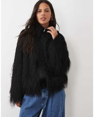 ASOS Fluffy Bomber Jacket - Black