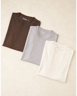 Abercrombie & Fitch – 3er-pack klassische, schlichte t-shirts - Natur