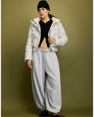 Stradivarius Shiny Hooded Padded Jacket - Green