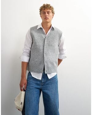 TOPMAN Klassisch geschnittener strick-top mit durchgehender knopfleiste - Blau