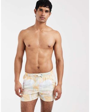 Aray Pantaloncini Da Bagno Con Stampa Di Paesaggio Marino Multicolore - Bianco