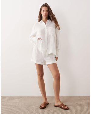 ASOS Oversized Textured Cotton Shirt - White