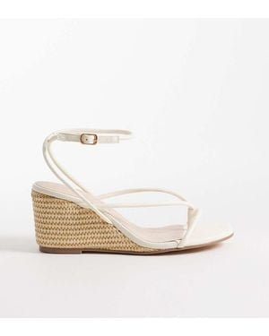 London Rebel Mary Wedge Heeled Strappy Sandals - White