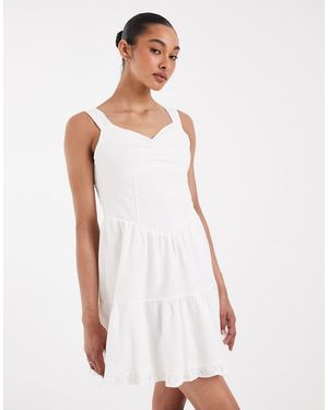 Vero Moda Broderie Sleeveless Milkmaid Style Mini Dress - White