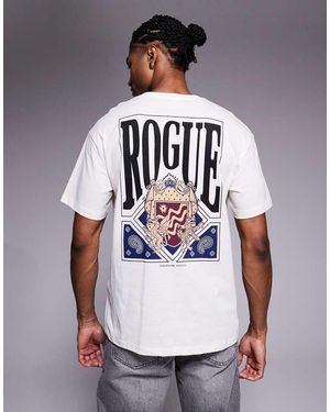 ADPT Oversized T-Shirt Met 'Rogue' Print Op De Achterkant - Grijs