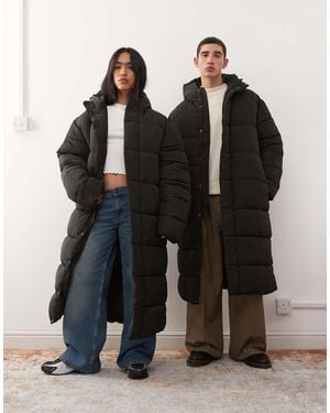 Collusion Unisex Maxi Puffer Coat - Black