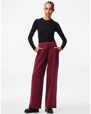 Pieces Wide-Leg Trousers - Red