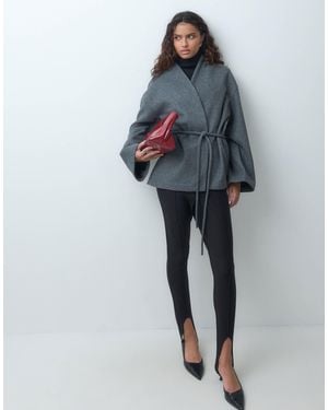 Aware Veste courte portefeuille avec détail noué sur le devant en foncé chiné - Gris
