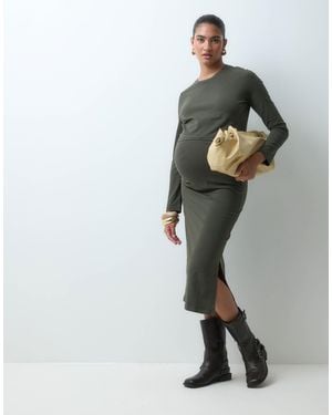 Mama.licious Mamalicious umstandsmode-set aus langärmligem jersey-top und midirock - Grau