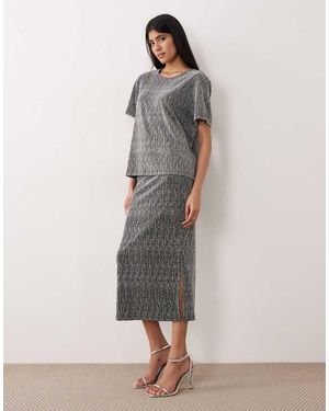 Vila Midi Rok Met Glitter - Grijs