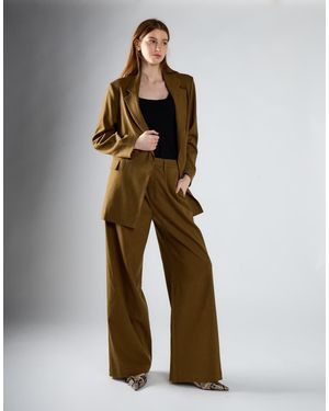 Glamorous Tailored Wide-Leg Trousers - Brown