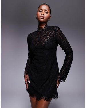 AFRM Sheer Long Sleeve Lace Mini Dress - Blue