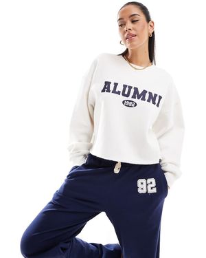 Daisy Street Oversized Alumni Sweatshirt - White