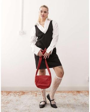 Monki Pinafore Mini Dress - Black