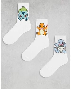 ASOS Pack De 3 Pares De Calcetines Blancos Con Diseño De Pokémon De