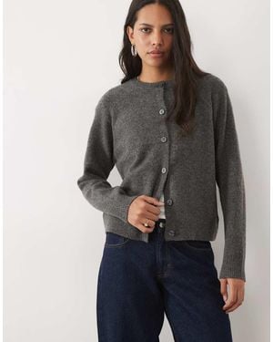 New Look Crew Neck Button-down Cardigan - Grey