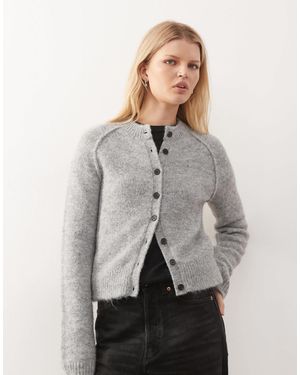 Weekday – figurbetonte wollmix-strickjacke - Grau