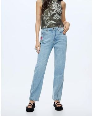 Desigual Straight Floral Jeans - Blue