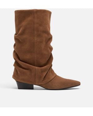 Stradivarius Flache leder-stiefel - Braun