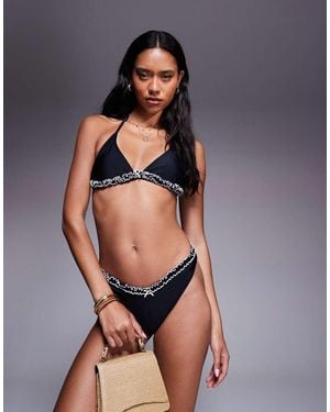 The Frolic Exclusive Contrast Bow Detail Bikini Bottom Co-ord - Grey