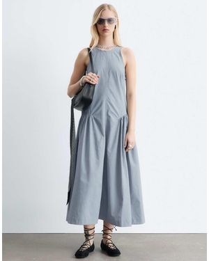 & Other Stories Ruched Drop Waist Maxi Dress - Blue