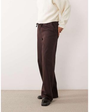 New Look Pull On Chambray Wide Leg Jeans - Brown