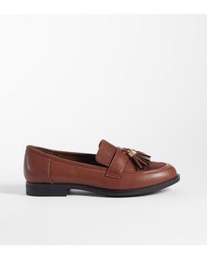 London Rebel Amber Tassel Penny Loafers - Brown
