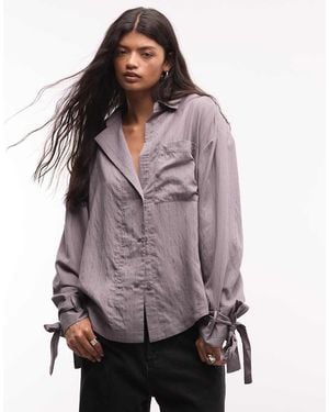 ASOS Overhemd Met Strikmanchetdetail En Zachte Strepen - Paars