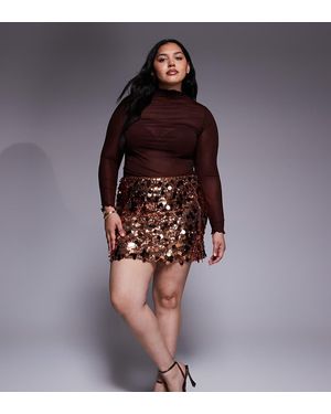Renee Studio Minifalda Dorada De Lentejuelas Grandes De - Marrón