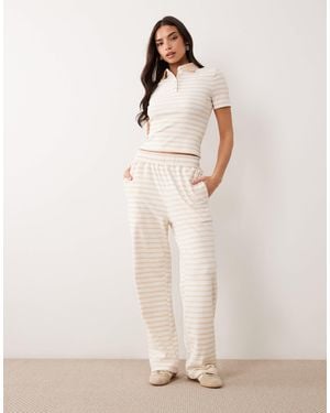 Wanderdoll Frankie Premium Jersey Wide Leg Pants Co-Ord - Natural