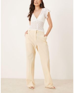 ASOS Tailored Slim Straight Trousers - Natural