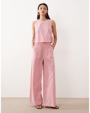 Nobody's Child Verity Cotton Rich Sleeveless Tie Detail Top Co-ord - Pink