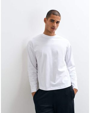 4505 Heavyweight Cotton Shrunken Boxy Fit Long Sleeve T-shirt With Quick Dry Finish - White