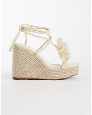 ASOS Topaz Square Toe Wedges With Flower Trim - Metallic
