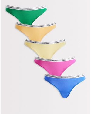 Calvin Klein – 5er-pack mehrfarbige bikinihosen mit markenlogo