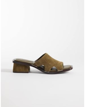 & Other Stories Chunky Heeled Suede Mules - Brown
